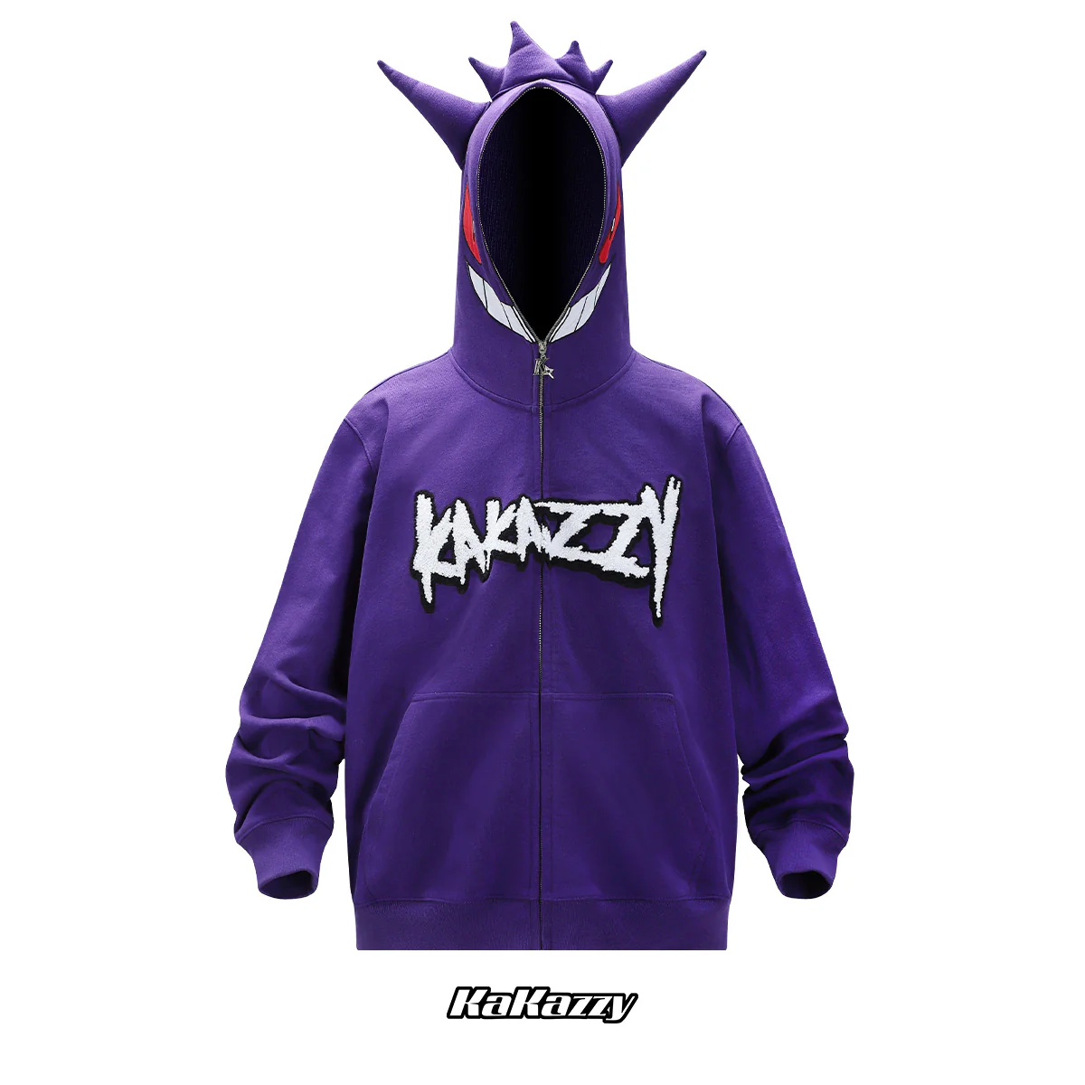 Street style Y2K pattern Full Zip Hoodie Purple-Coordom