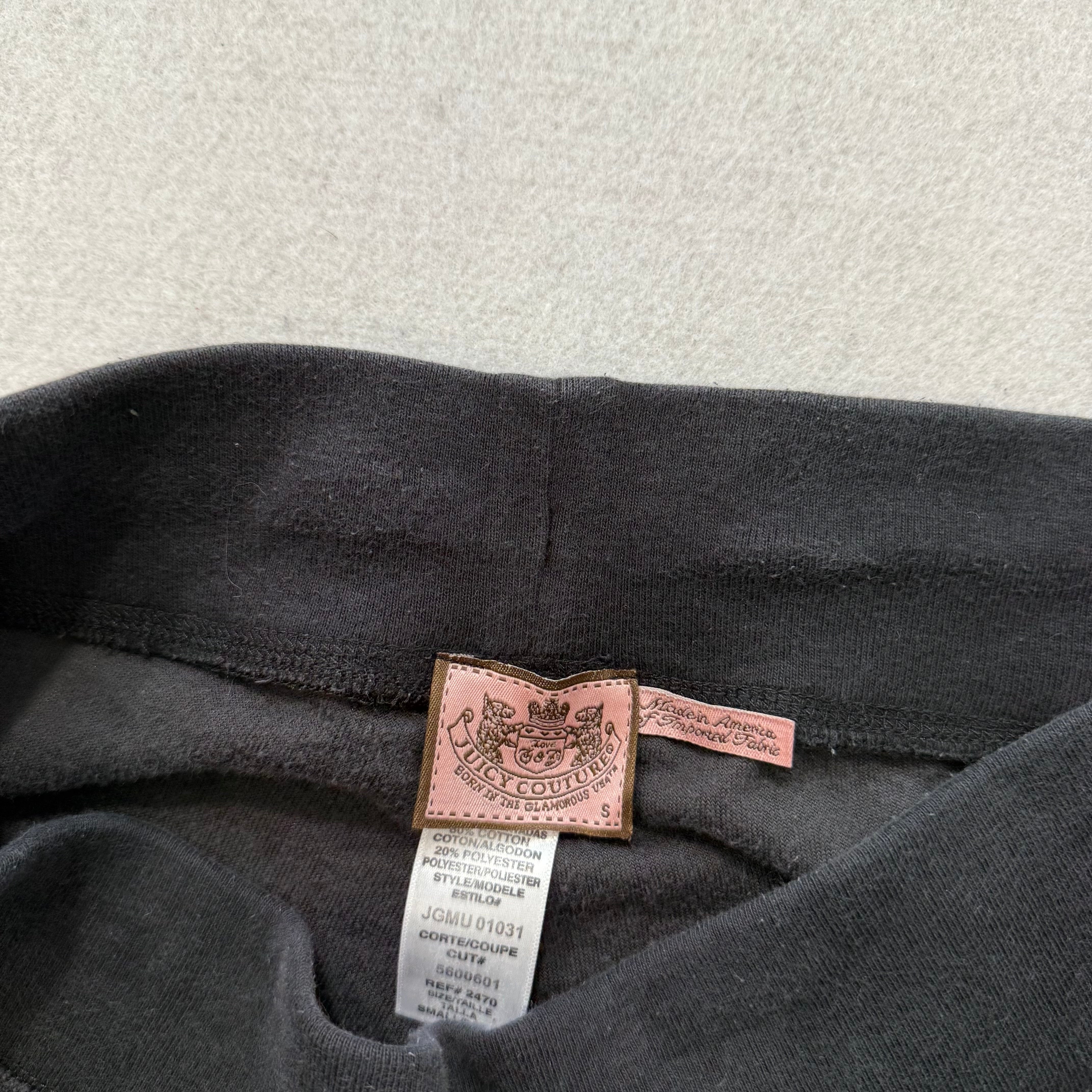 Vintage Juicy Couture Women's Black Velour Flared Track Pant Drawstring Size S-Coordom
