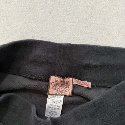 Vintage Juicy Couture Women's Black Velour Flared Track Pant Drawstring Size S-Coordom