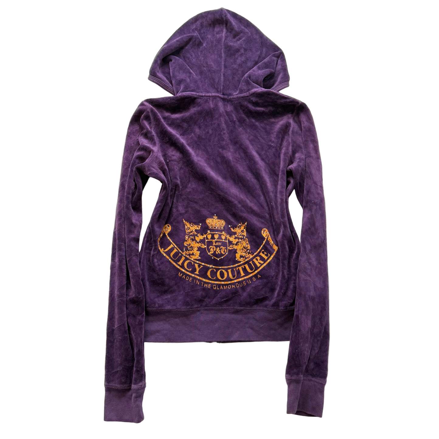 Juicy Couture Scottie Dogs Women's Purple Velour Zip-Up Hoodie Rhinestone Size M-Coordom