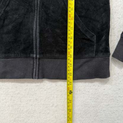 Juicy Couture Black Velour Tracksuit Set Zip Up Hoodie & Flare Pant Logo Size M-Coordom