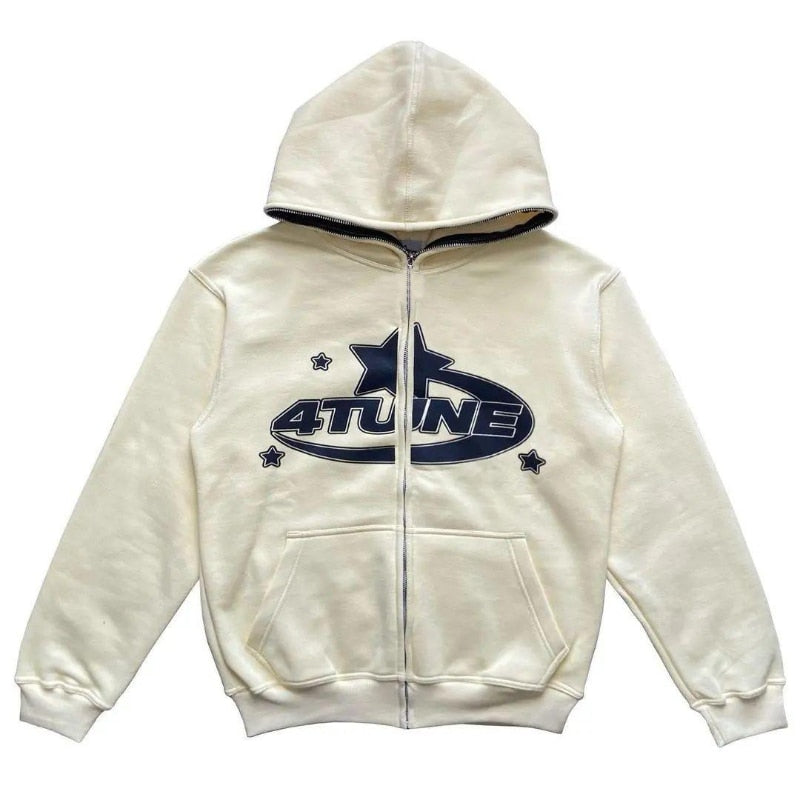 Star Hoodie Retro Zip Up-Coordom