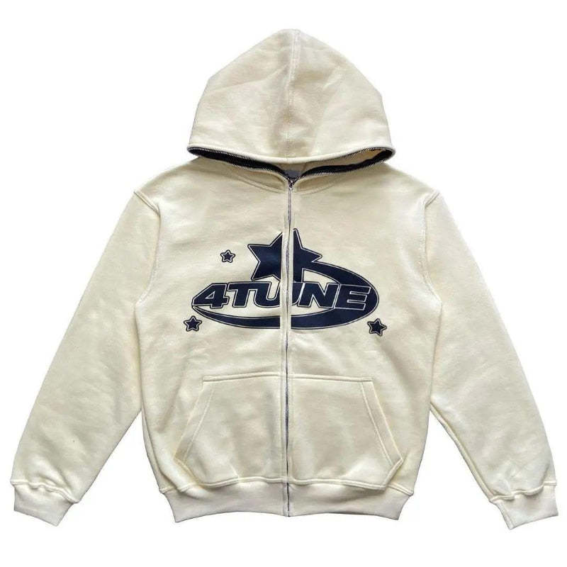 Star Hoodie Retro Zip Up-Coordom