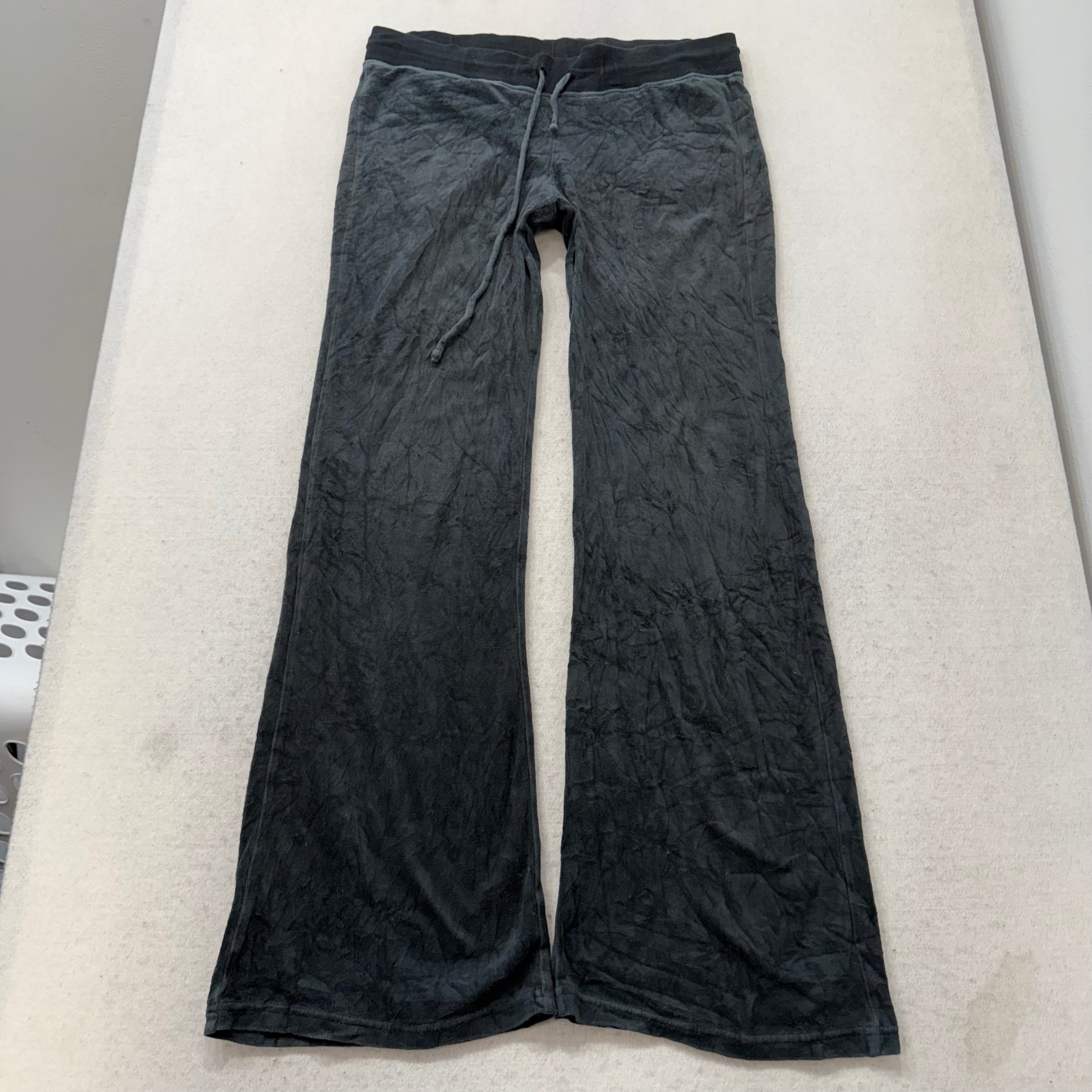 Juicy Couture Women Charcoal Velour Flare Track Pants Button-Flap Pockets Size M-Coordom