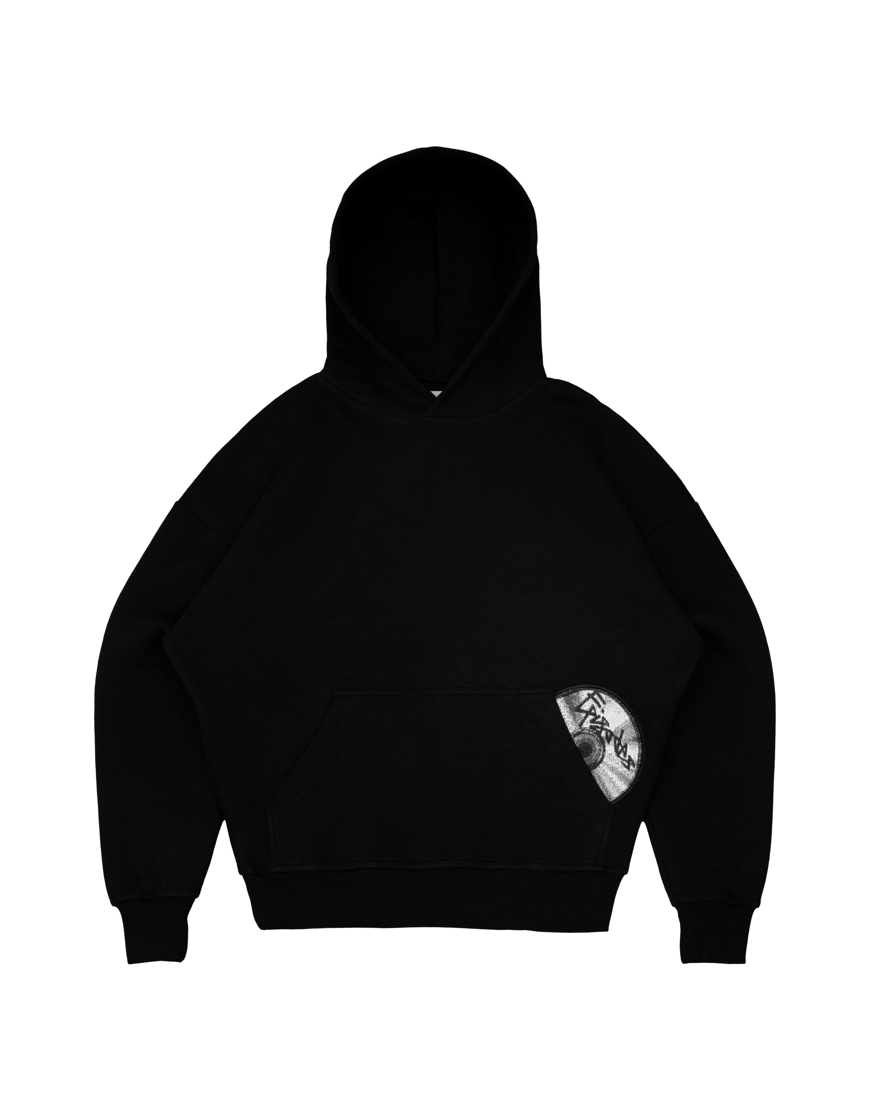 Disc Hoodie Black [630GSM]|Streetwear Oversized Vintage Casual Wear-Coordom