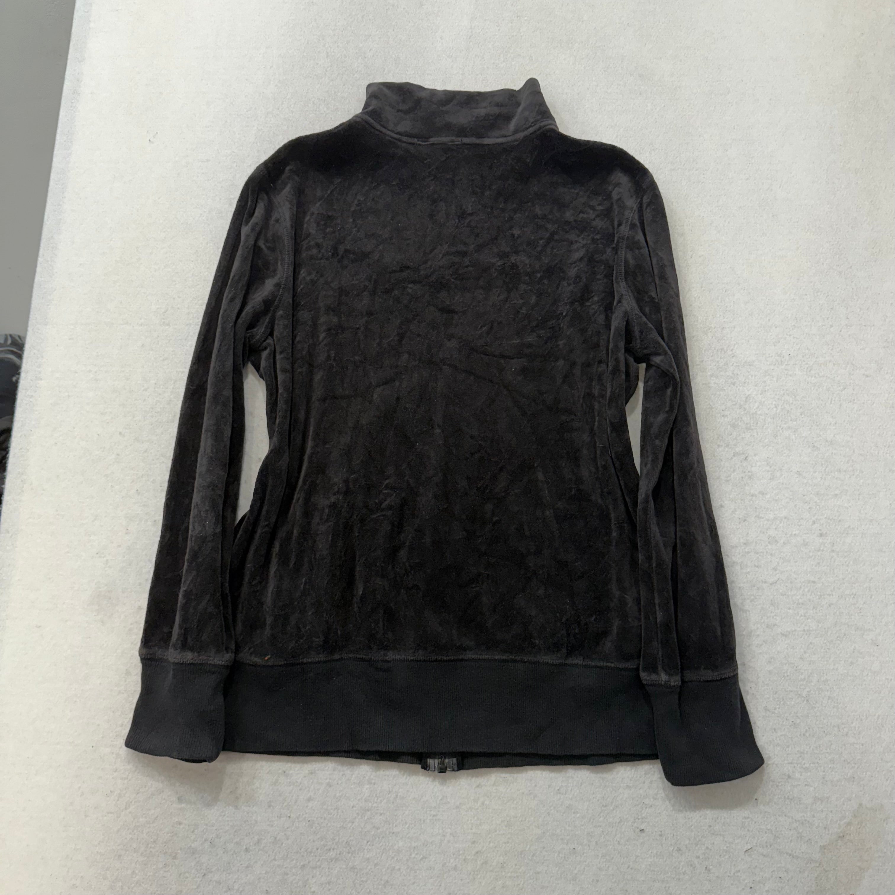 Juicy Couture Black Velour Tracksuit Set Zip Up Jacket & Flared Pants Y2k Size M-Coordom