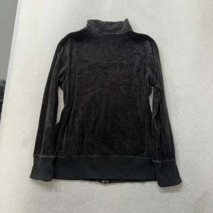 Juicy Couture Black Velour Tracksuit Set Zip Up Jacket & Flared Pants Y2k Size M-Coordom