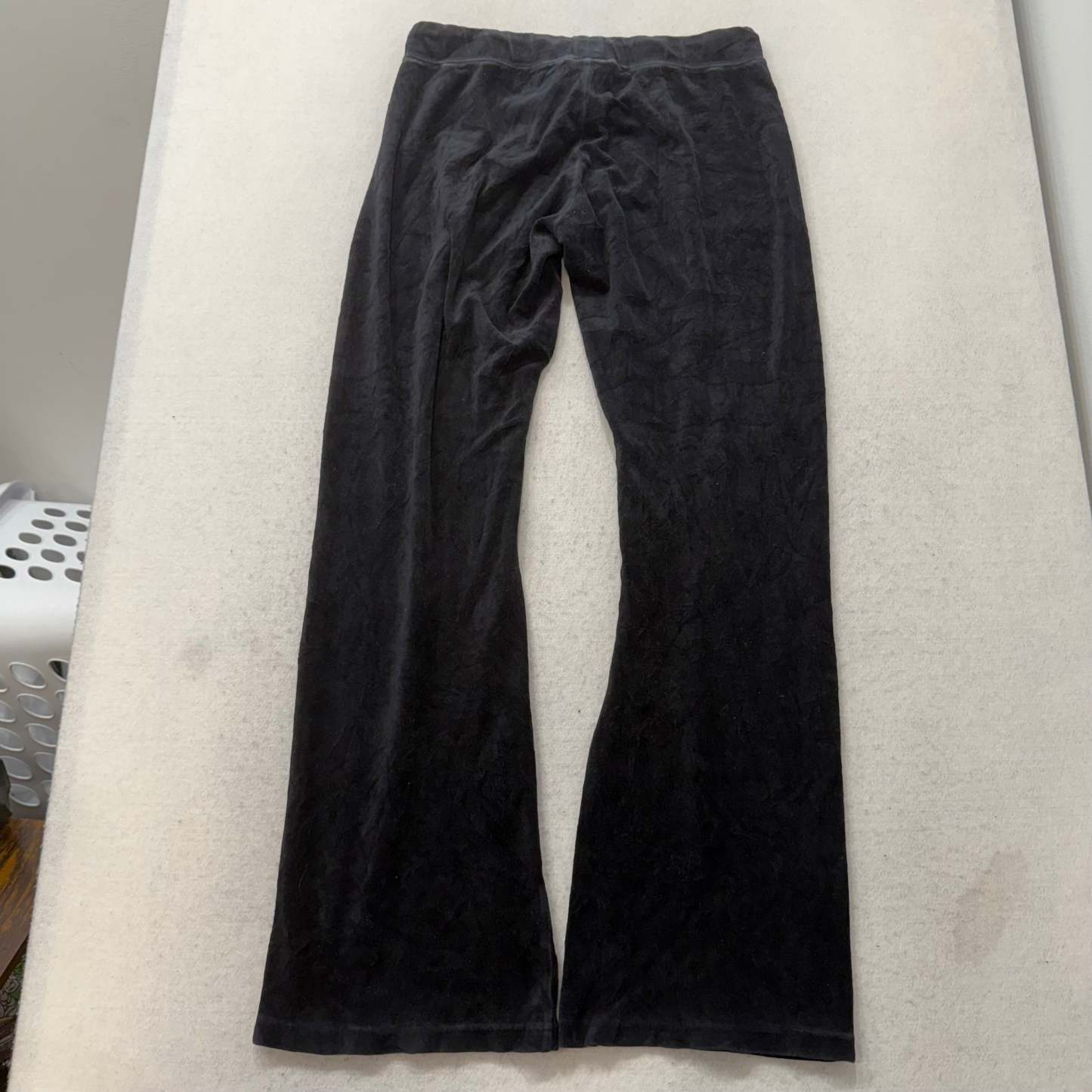 Vintage Juicy Couture Women's Black Velour Flared Track Pant Loungewear Size L-Coordom