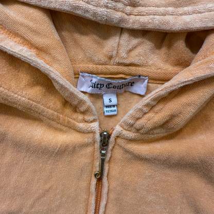 Juicy Couture Women's Apricot Terrycloth Zip Up Hoodie Kangaroo Pocket Size S-Coordom