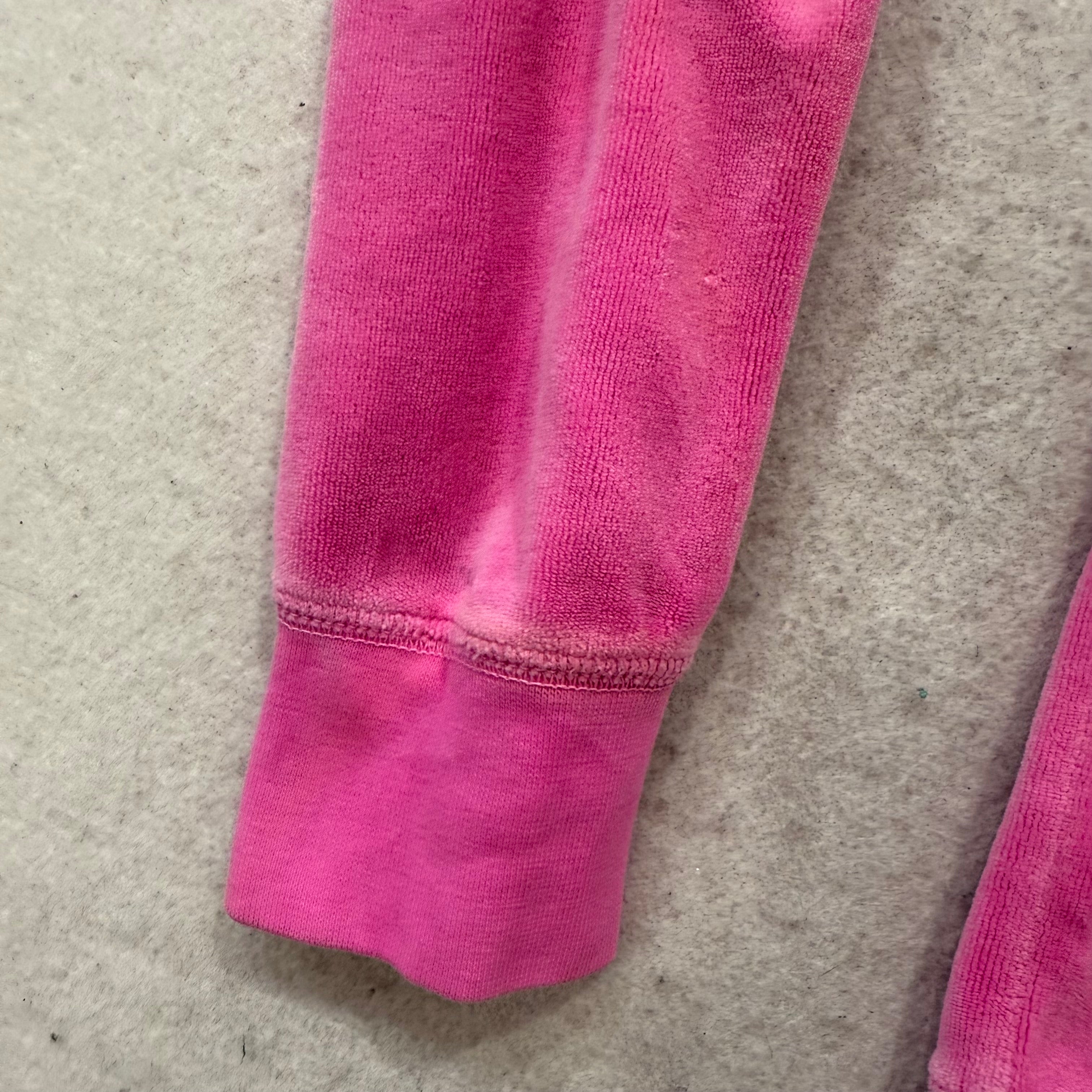 Juicy Couture Hot Pink Velour Zip-Up Hoodie Faux Fur Hood with Pom-Poms Size S-Coordom