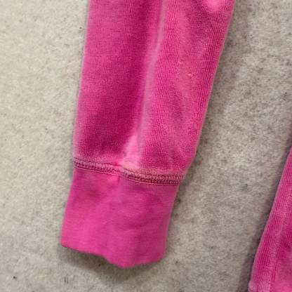Juicy Couture Hot Pink Velour Zip-Up Hoodie Faux Fur Hood with Pom-Poms Size S-Coordom