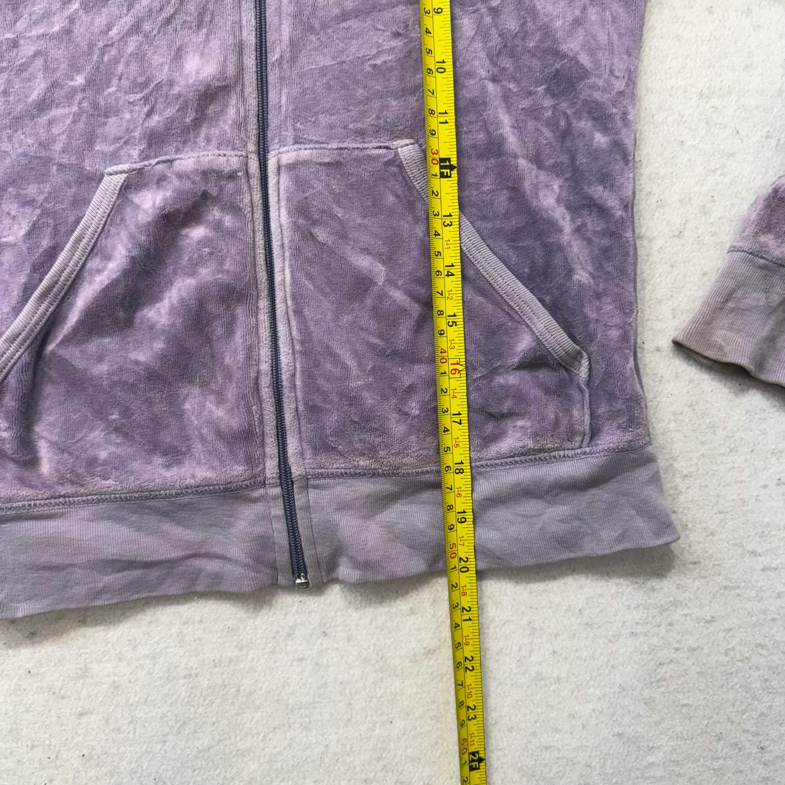 Juicy Couture All Hail Juicy Women's Lavender Velour Zip-Up Hoodie Y2k Size 12-Coordom