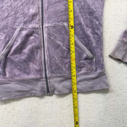 Juicy Couture All Hail Juicy Women's Lavender Velour Zip-Up Hoodie Y2k Size 12-Coordom