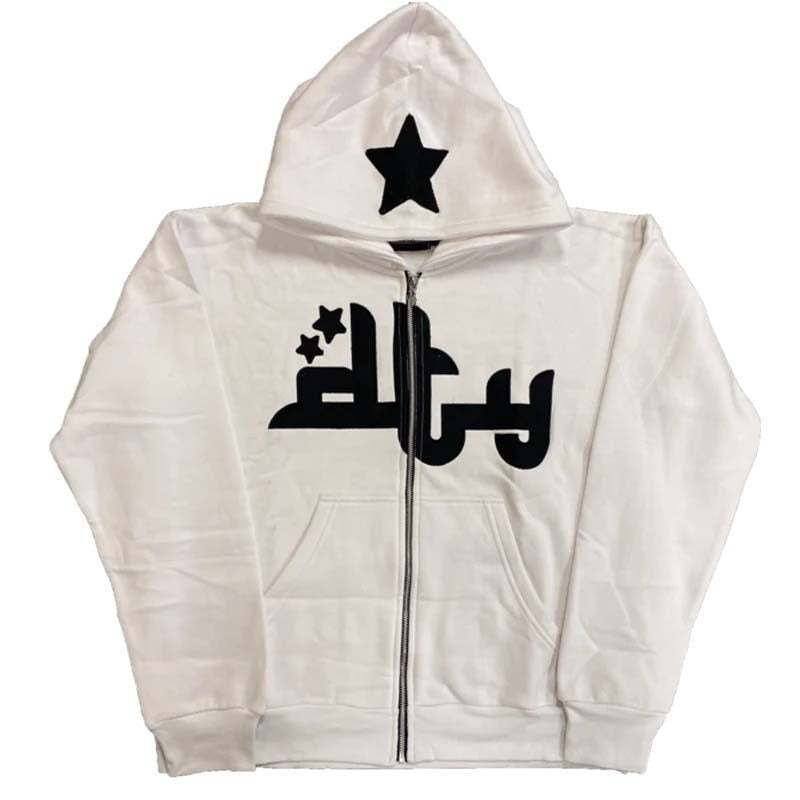 Star Hoodie Retro Zip Up-Coordom