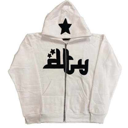 Star Hoodie Retro Zip Up-Coordom
