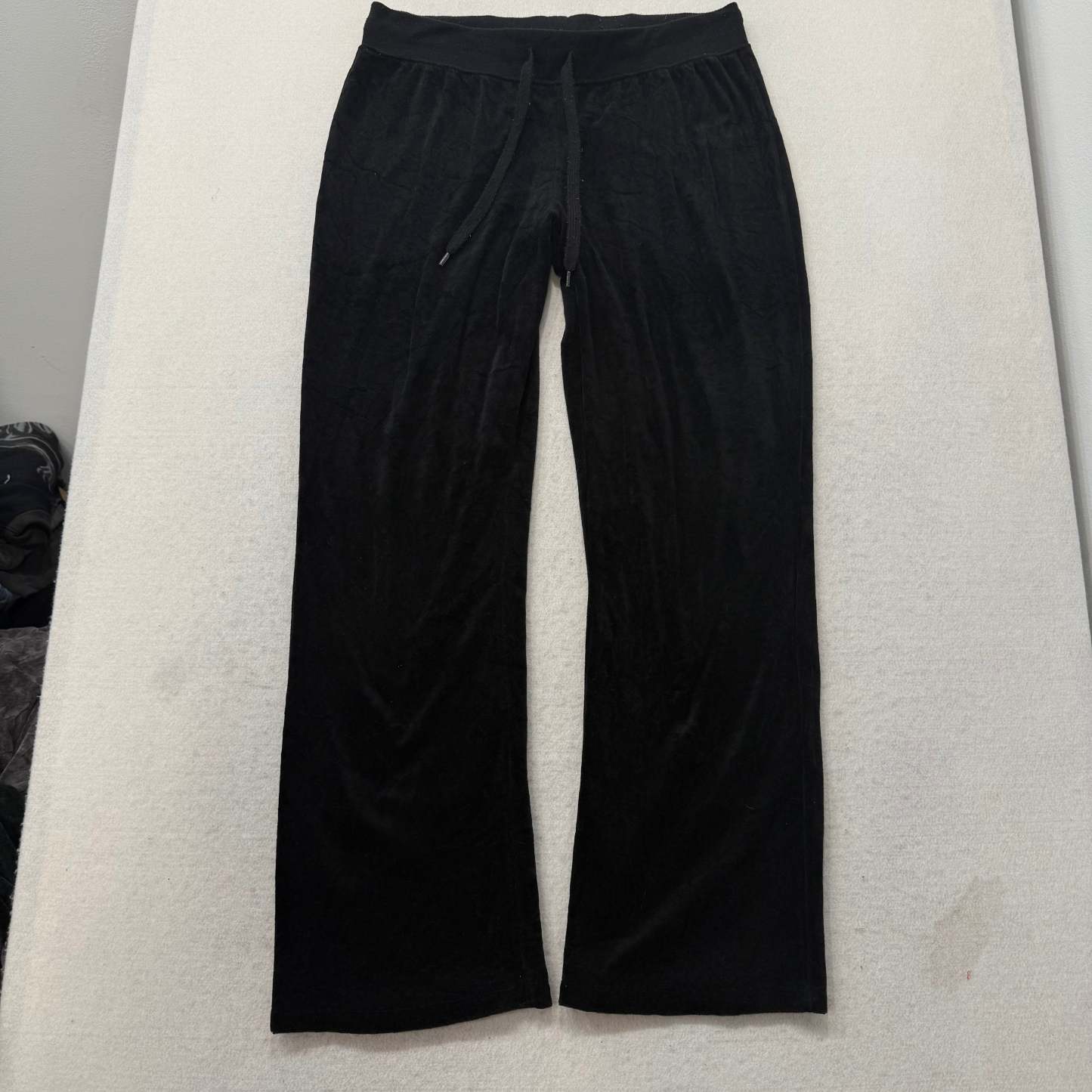 Juicy Couture Black Velour Tracksuit Set Zip Up Hoodie & Flared Pant Y2K Size S-Coordom