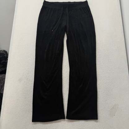Juicy Couture Black Velour Tracksuit Set Zip Up Hoodie & Flared Pant Y2K Size S-Coordom