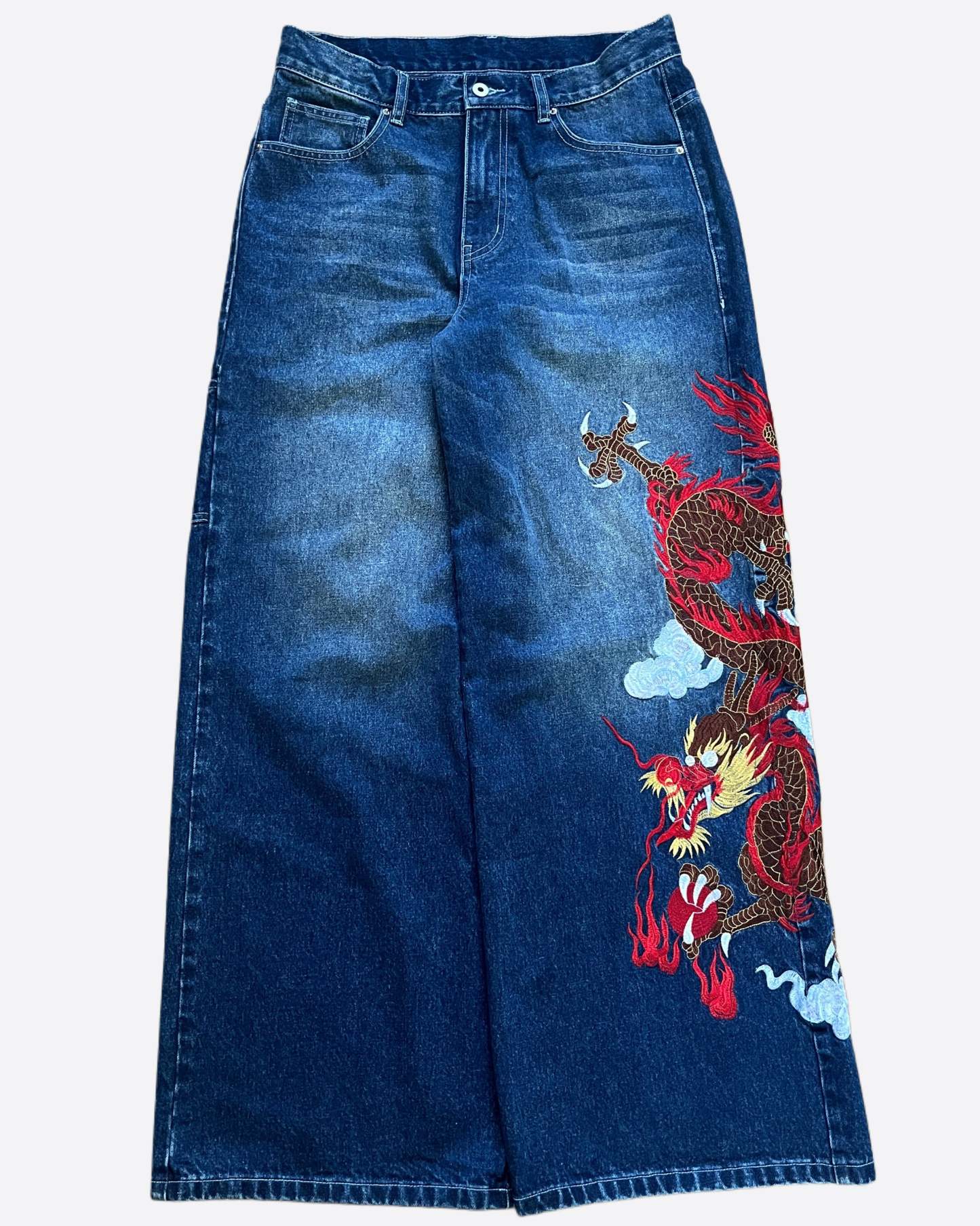 EMBROIDERED DRAGON JEANS-Coordom