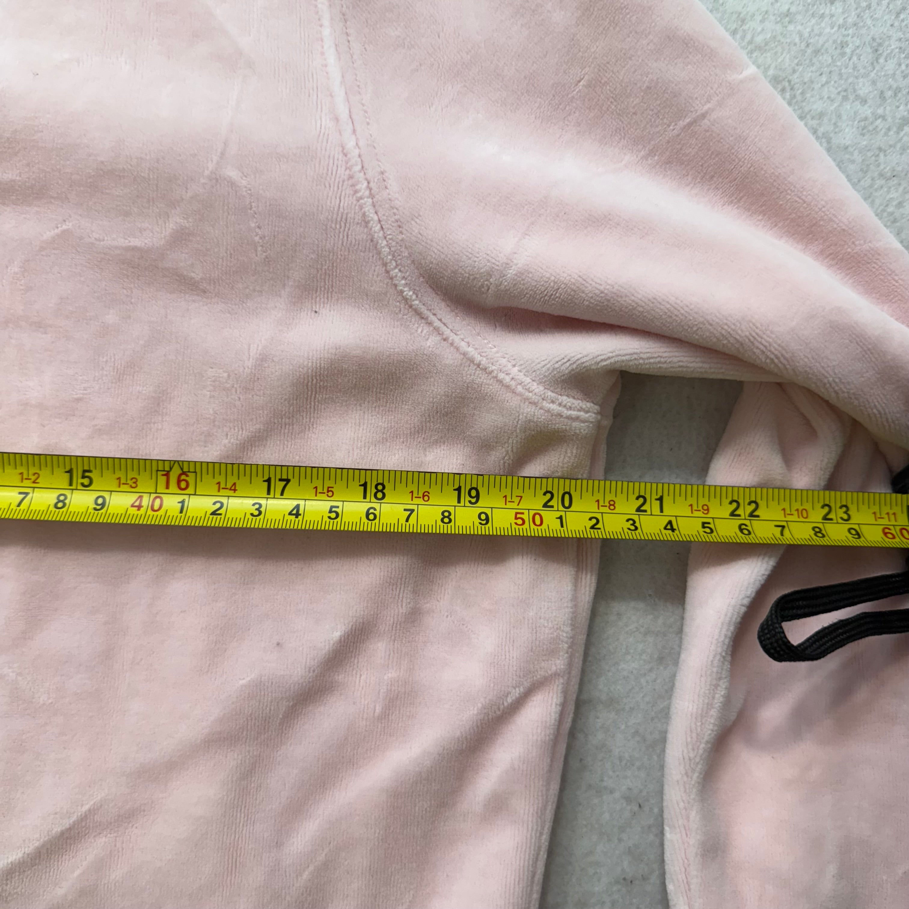 Vintage Juicy Couture Women's Baby Pink Velour Full Zip Hoodie Pockets Size L-Coordom