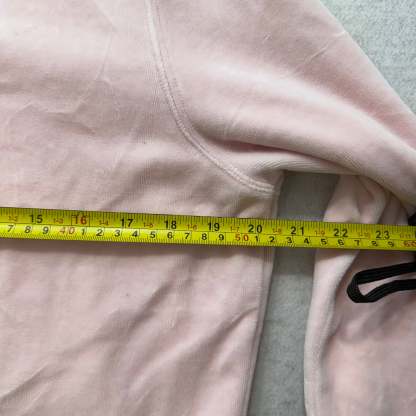 Vintage Juicy Couture Women's Baby Pink Velour Full Zip Hoodie Pockets Size L-Coordom