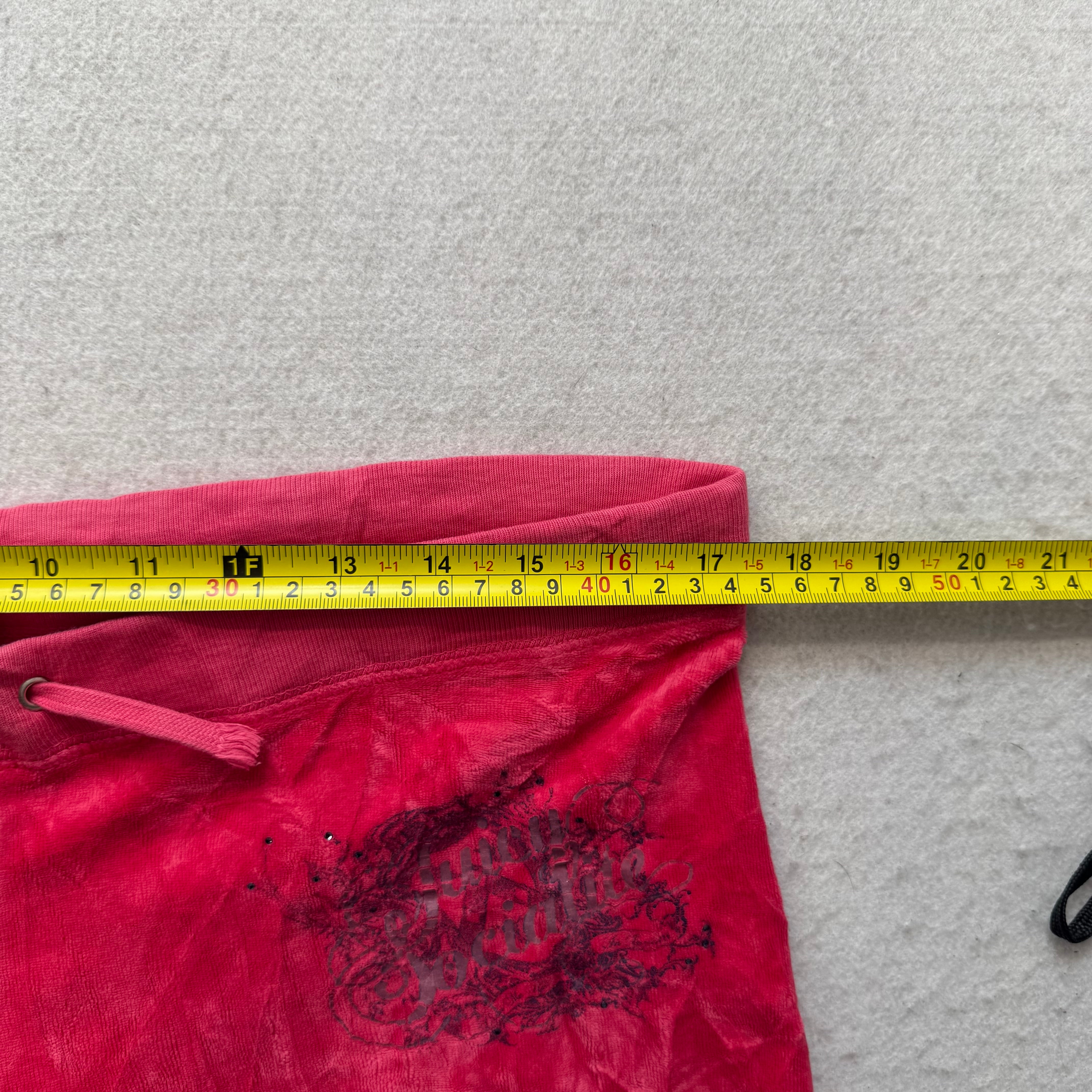 Vintage Juicy Couture Women's Red Velour Flared Track Pants Loungewear Size S-Coordom