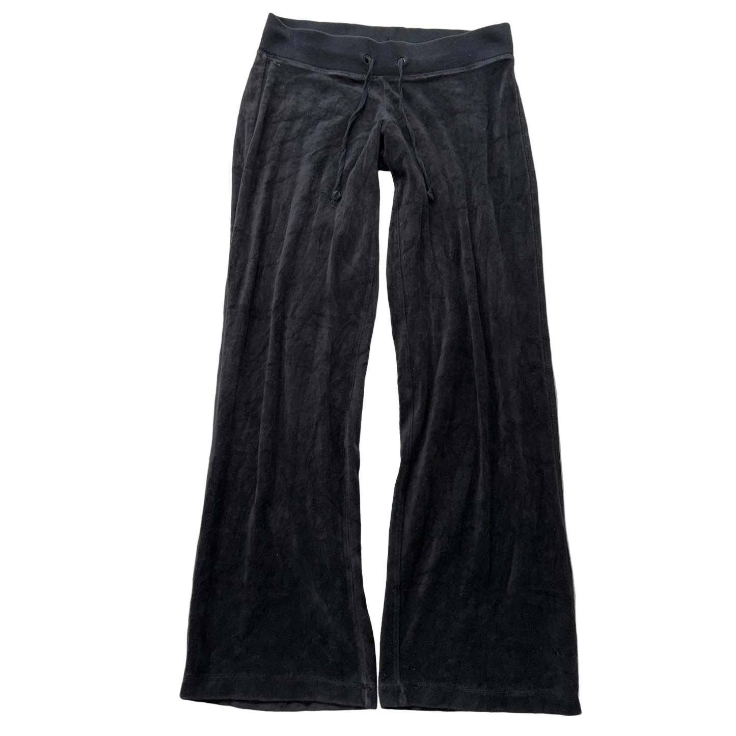 Vintage Juicy Couture Women's Black Velour Flare Track Pant Drawstring Size S-Coordom