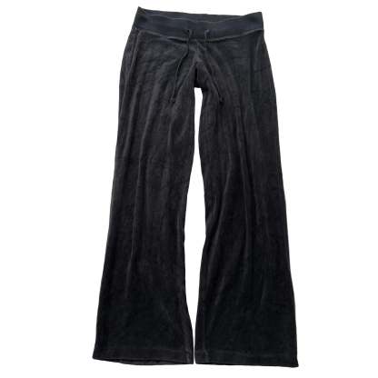 Vintage Juicy Couture Women's Black Velour Flare Track Pant Drawstring Size S-Coordom
