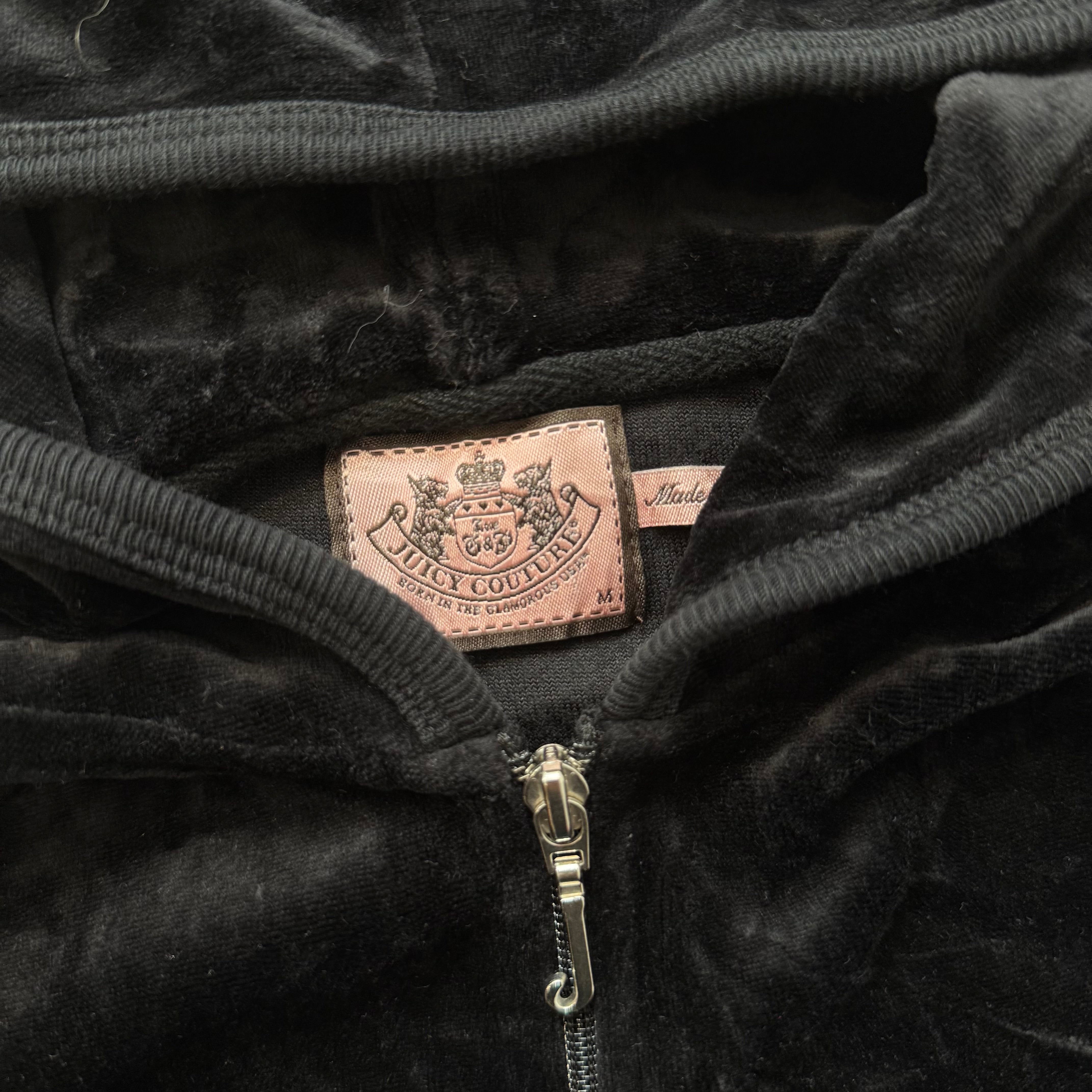 Juicy Couture Scottie Dogs Black Velour Tracksuit Set Hoodie & Pants Size M/S-Coordom