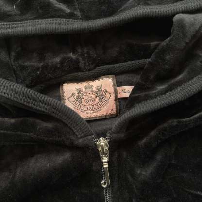 Juicy Couture Scottie Dogs Black Velour Tracksuit Set Hoodie & Pants Size M/S-Coordom