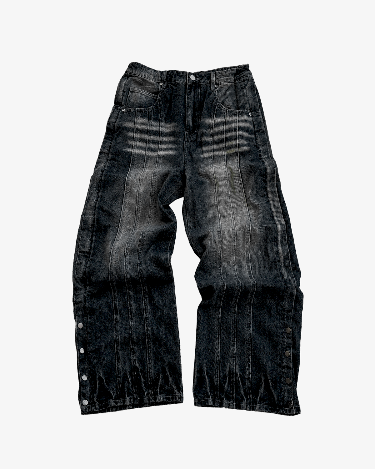 FLORAL ZIP JEANS WASHED BLACK-Coordom