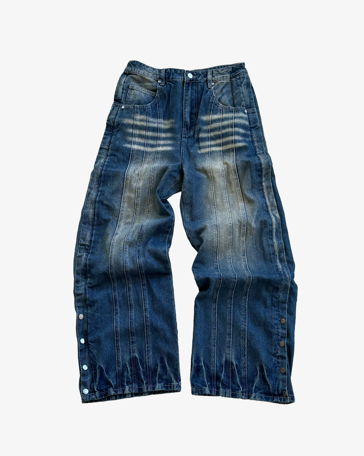 FLORAL ZIP JEANS WASHED BLUE-Coordom
