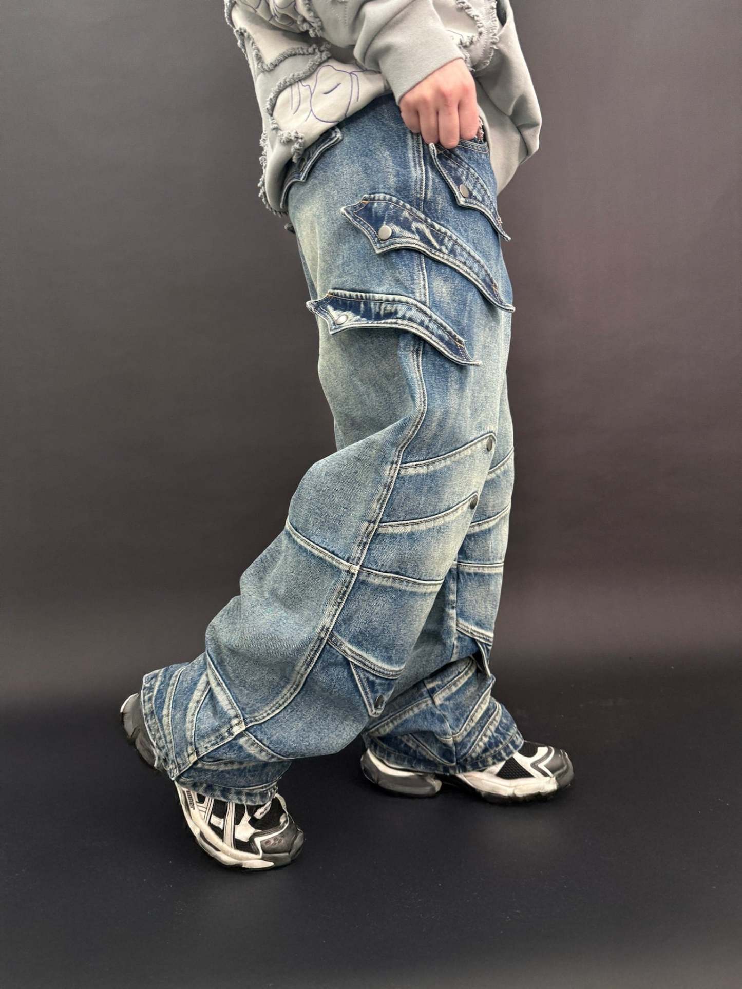 "WINTER ARMOR" Blue Cargo Pants-Coordom