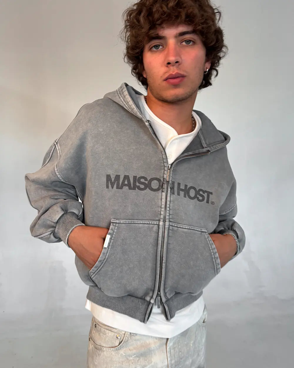 ERODE WAVE ZIPPED HOODIE GREY|Streetwear Oversized Vintage Casual Wear-Coordom