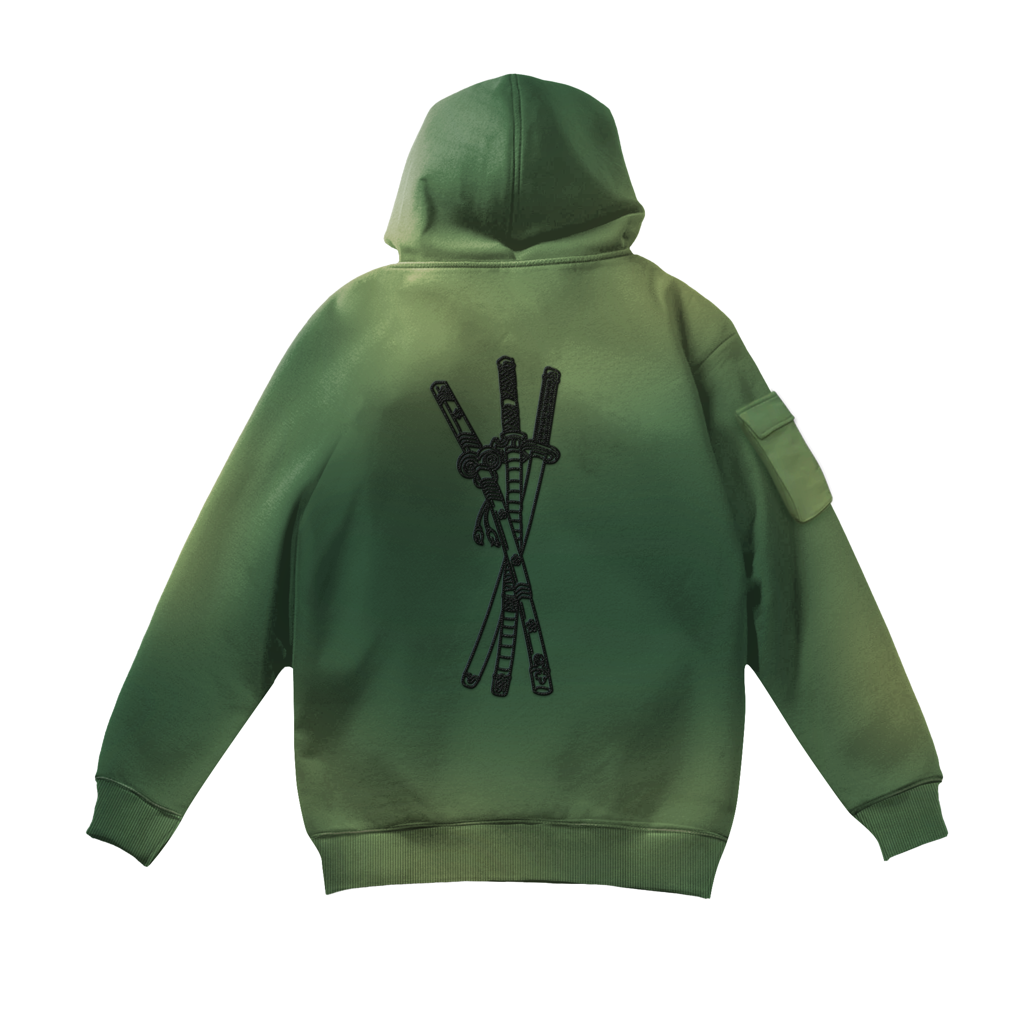 Ghost Katana Embroidery Hoodie-Coordom