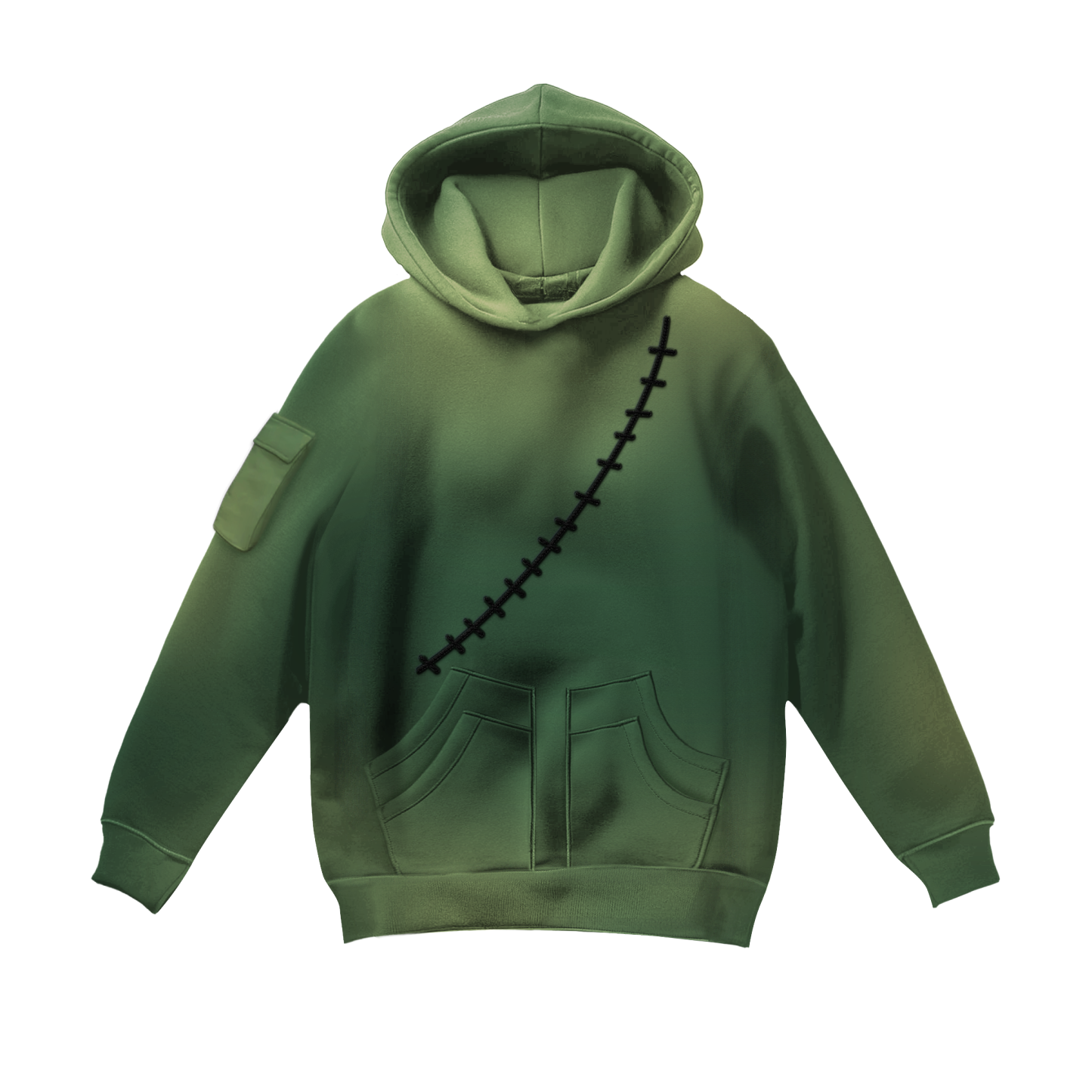 Ghost Katana Embroidery Hoodie-Coordom