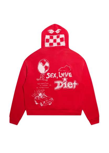 Doodle Hoodie - Red|Streetwear Oversized Vintage Casual Wear-Coordom
