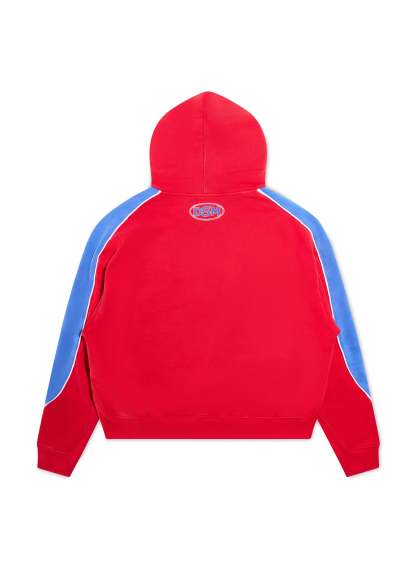 Panel Hoodie - Red/Washed Blue|Streetwear Oversized Vintage Casual Wear-Coordom