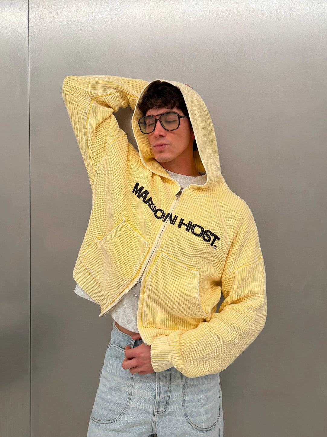 ICONIC KNIT ZIPPER YELLOW|Streetwear Oversized Vintage Casual Wear-Coordom