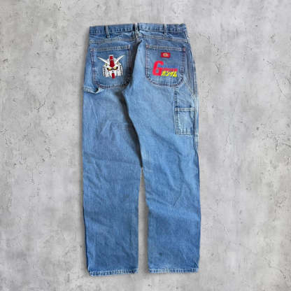 (34X34) GUNDAM EMBROIDERED JEANS-Coordom