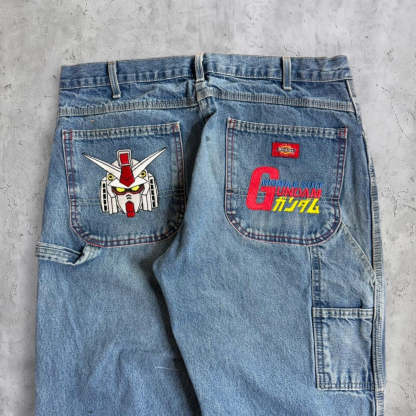 (34X34) GUNDAM EMBROIDERED JEANS-Coordom