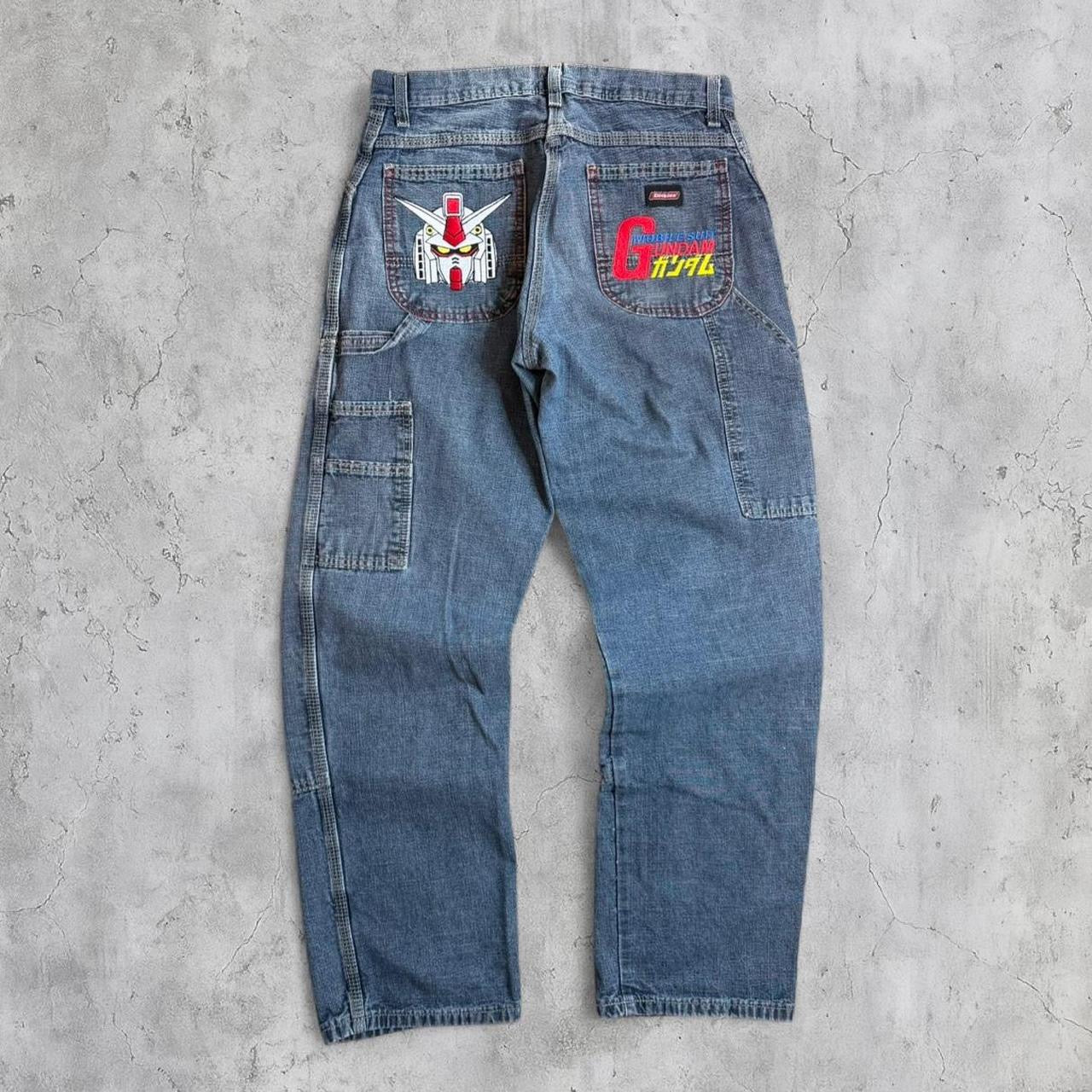 (30x32) GUNDAM EMBROIDERED JEANS-Coordom