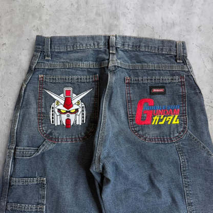 (30x32) GUNDAM EMBROIDERED JEANS-Coordom