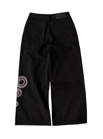 SNAKE BAGGY JEANS - BLACK-Coordom