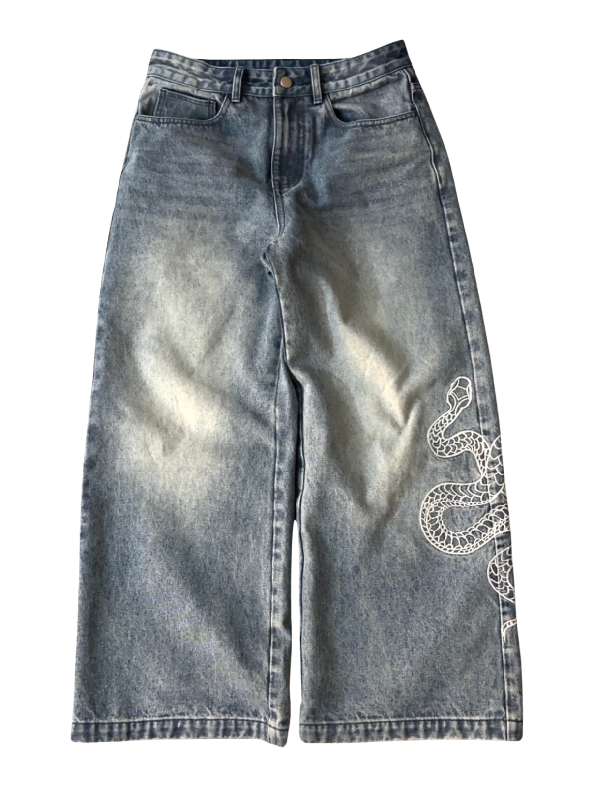 SNAKE BAGGY JEANS - WASHED BLUE-Coordom