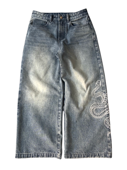SNAKE BAGGY JEANS - WASHED BLUE-Coordom