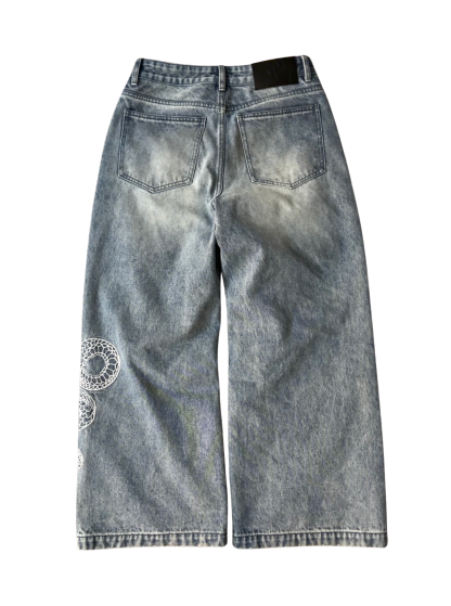 SNAKE BAGGY JEANS - WASHED BLUE-Coordom