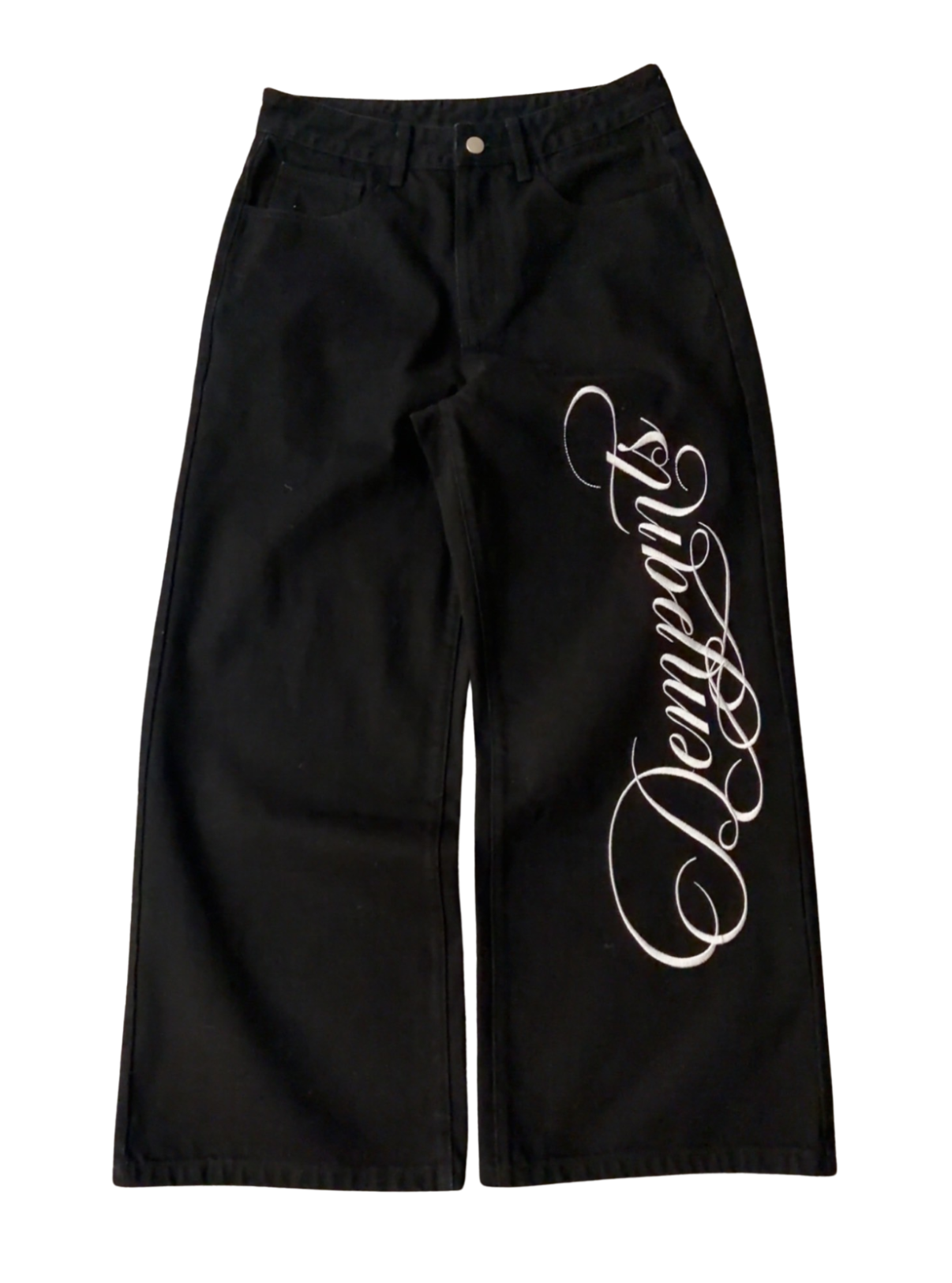 CALIGRAPHY BAGGY JEANS - BLACK-Coordom