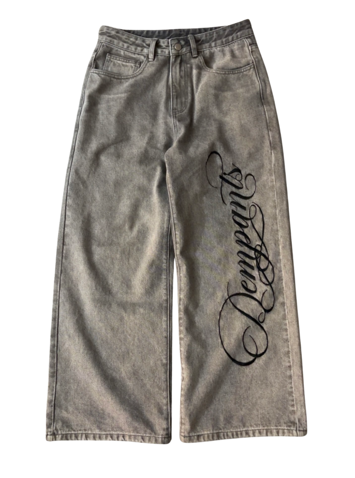 CALIGRAPHY BAGGY JEANS - GREY-Coordom