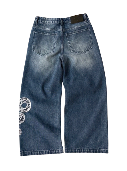 SNAKE BAGGY JEANS - WASHED NAVY-Coordom