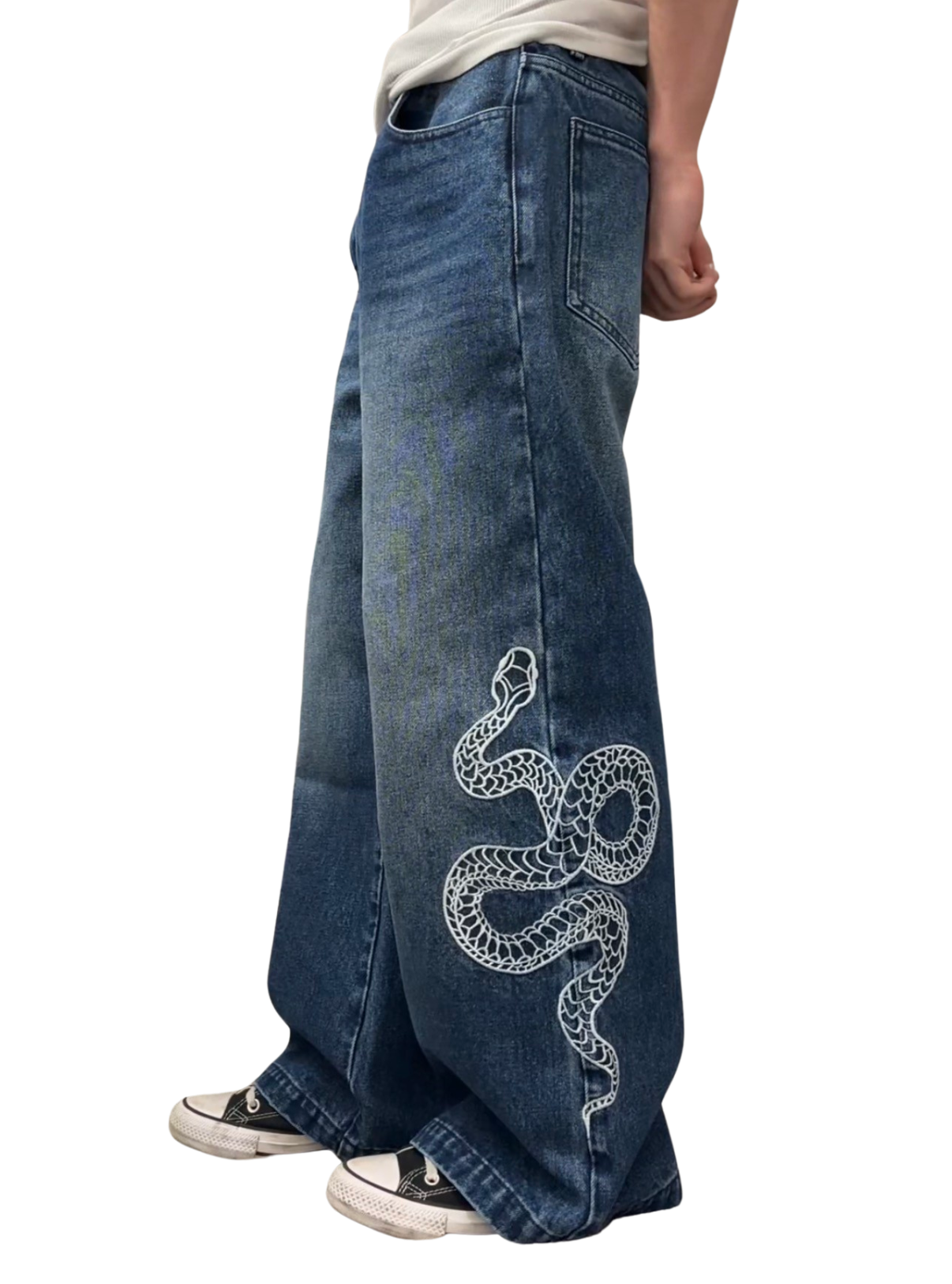 SNAKE BAGGY JEANS - WASHED NAVY-Coordom